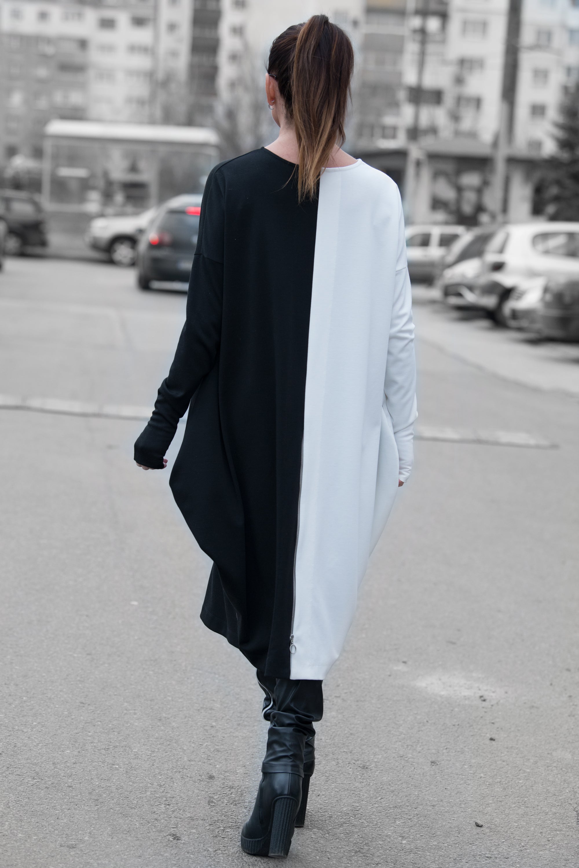 Black & White Cotton Tunic, Dresses & Maxi Dresses