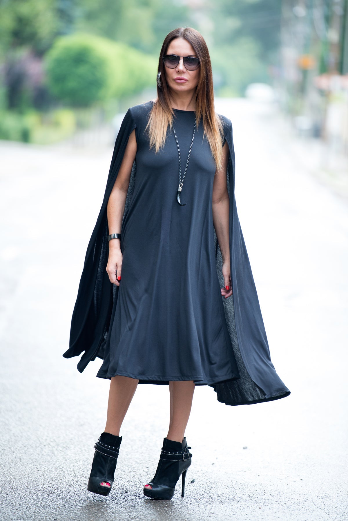 Black Cotton Summer Maxi Dress, Dresses Spring & Summer