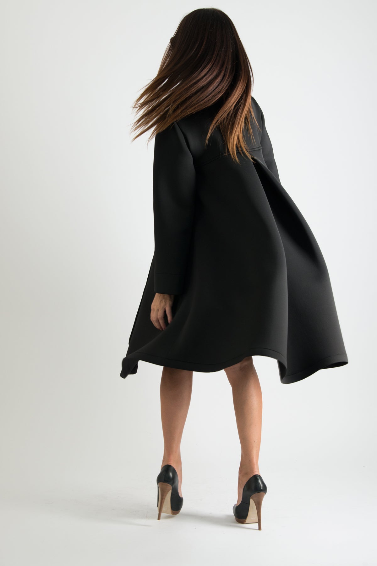 Black Woman Neoprene Blazer Coat, Coats