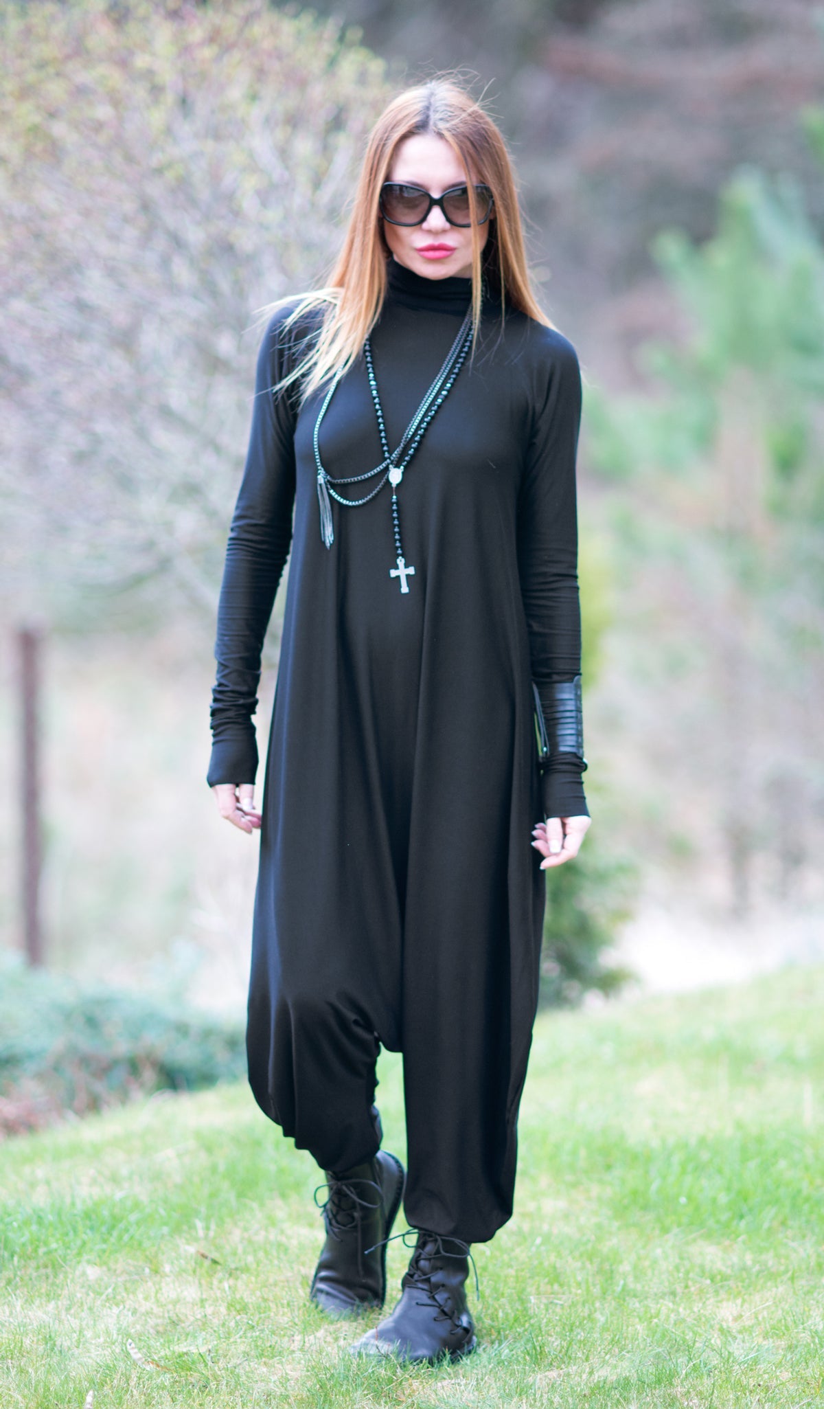 Hijab Plus Size Black Jumpsuit, Jumpsuits & Rompers