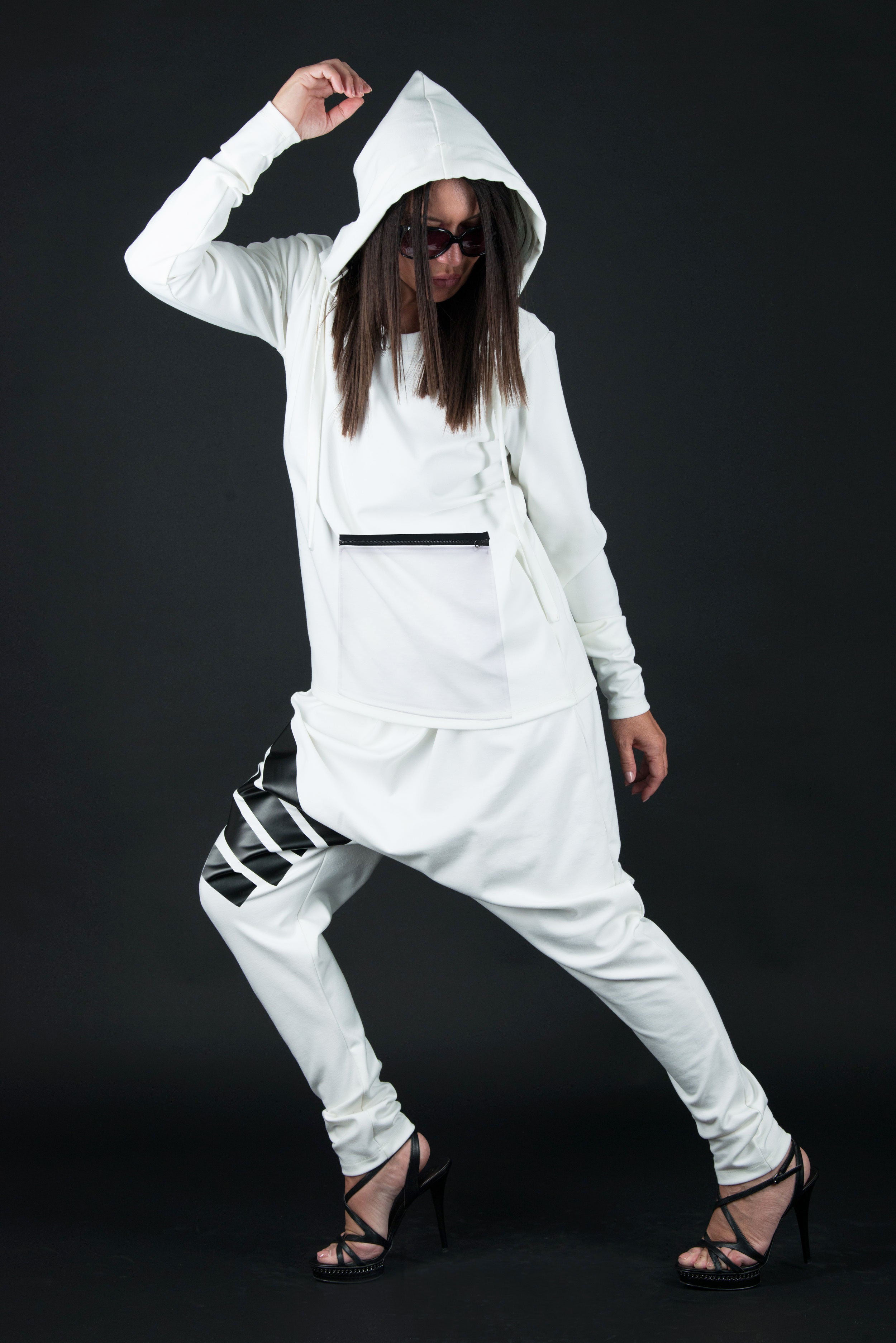 White outfit, Hoodie for Woman with pants, Elegant & Sport Sets