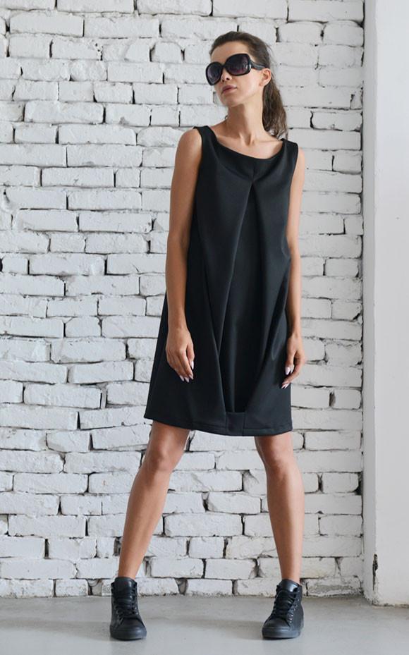 Black Short Sleeveless Dress METT0050 - Metamorphoza
