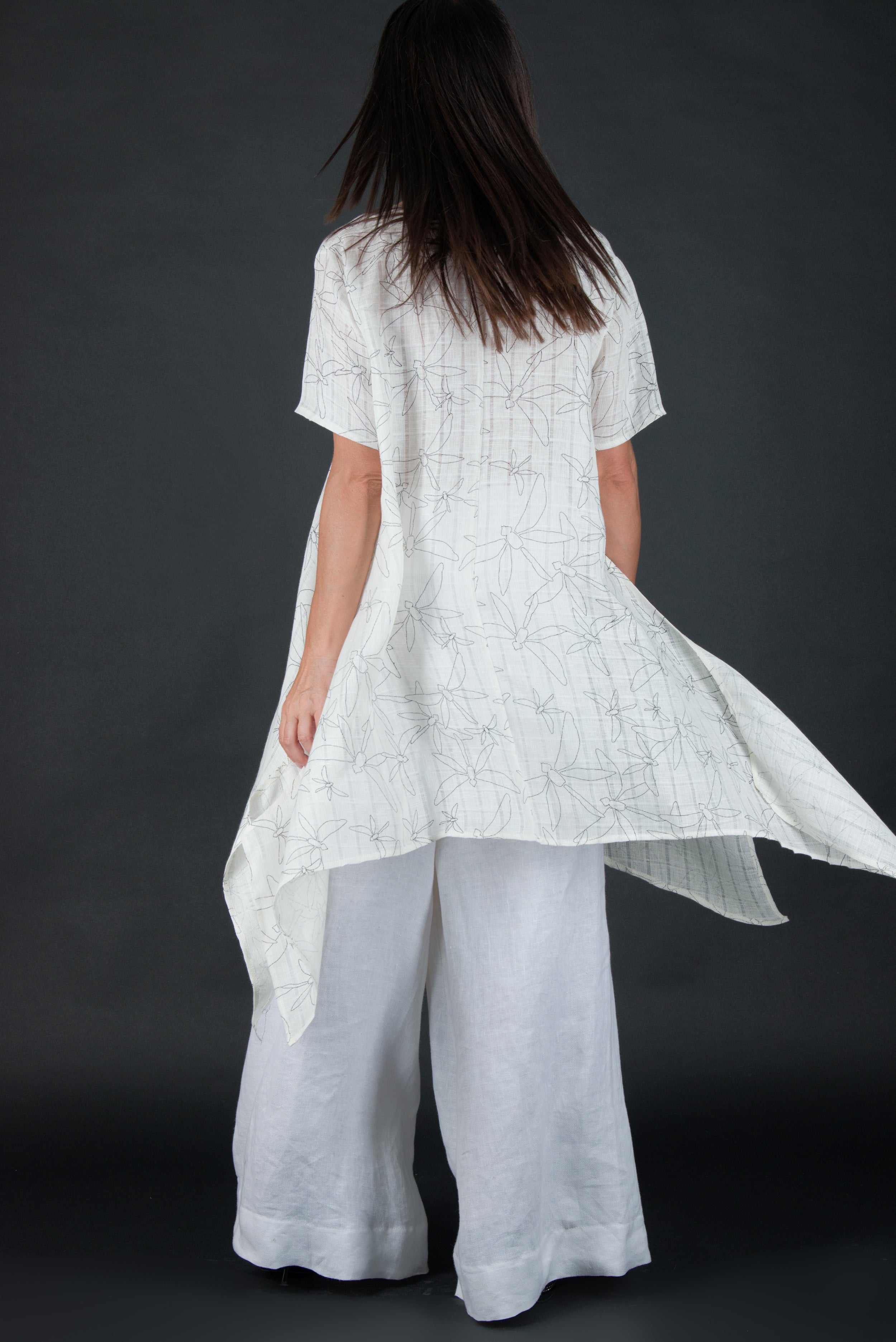 Off White Linen Tunic, Wide  Long Loose Top, New Arrival
