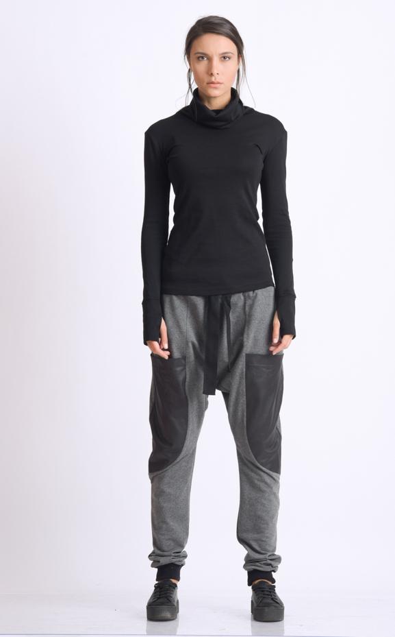 Black Long Sleeve Top with Thumb Holes METT0019 - Metamorphoza