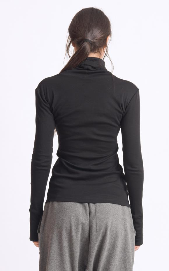 Black Long Sleeve Top with Thumb Holes METT0019 - Metamorphoza