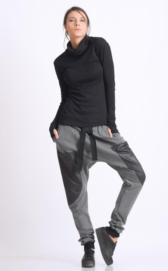 Black Long Sleeve Top with Thumb Holes METT0019 - Metamorphoza