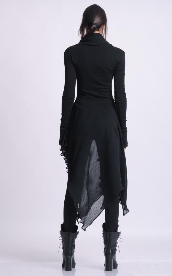Thumb Hole Sleeve Asymmetric Polo Tunic METT0143 - Metamorphoza
