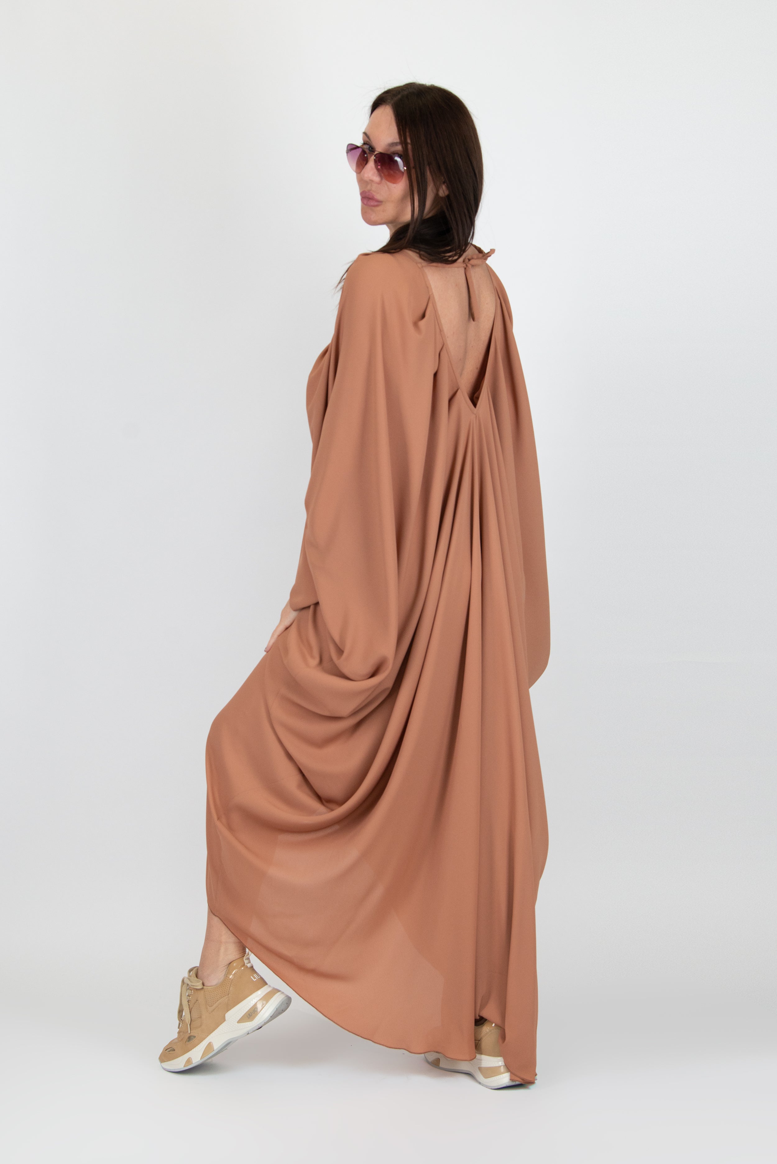 Nude Long Women Kaftan Dress by EUG Fashion