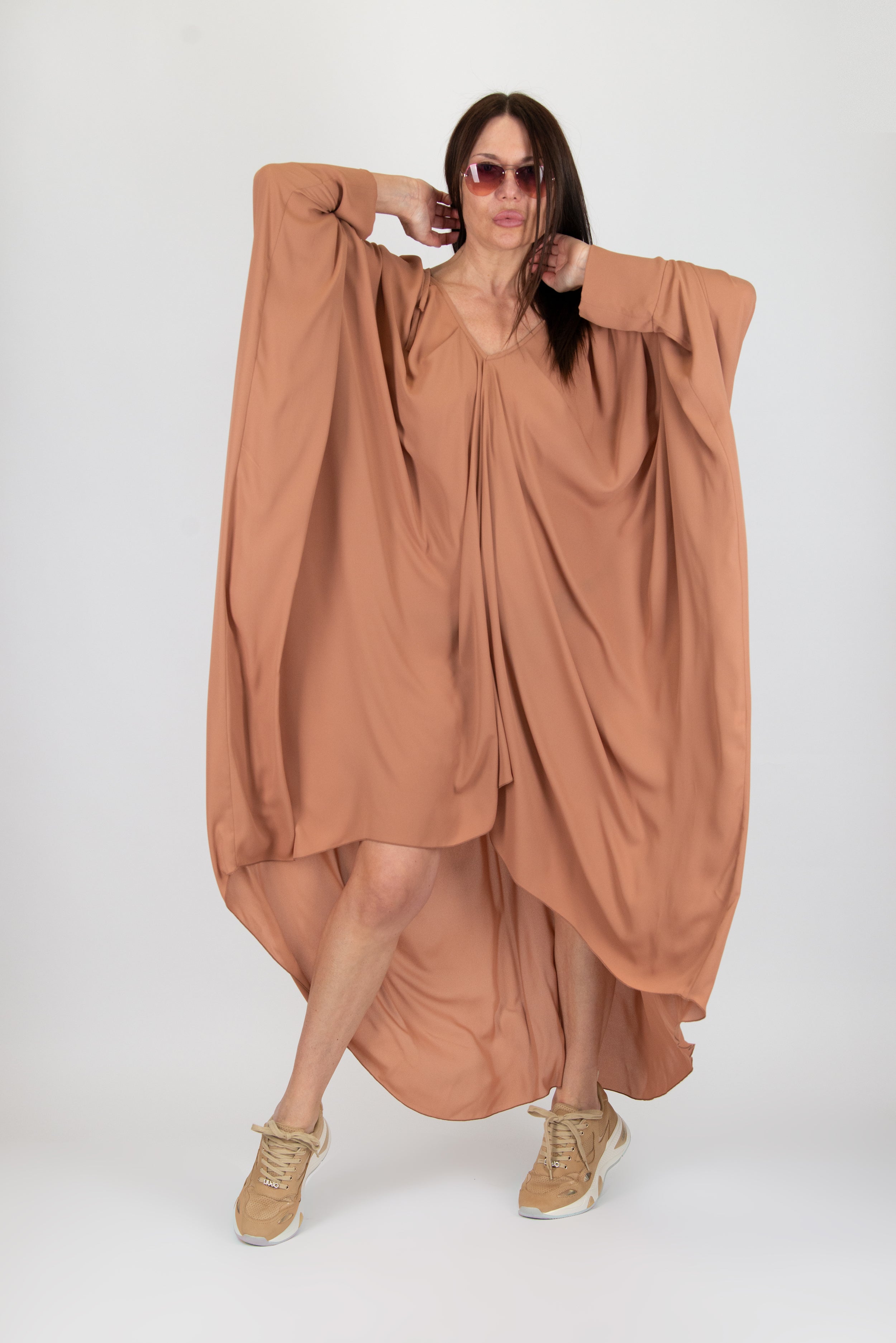 Nude Long Women Kaftan Dress by EUG Fashion