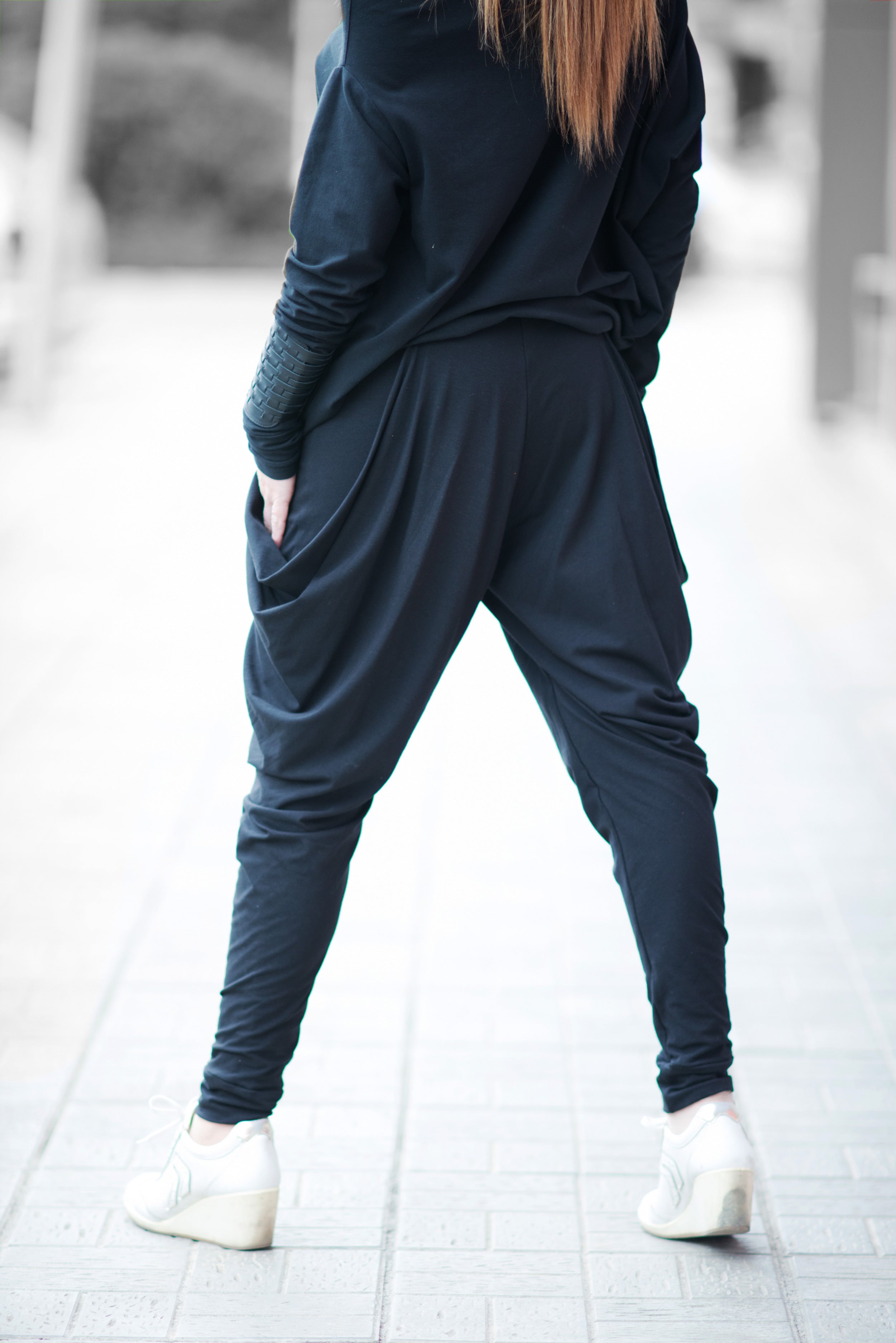 black cotton pants