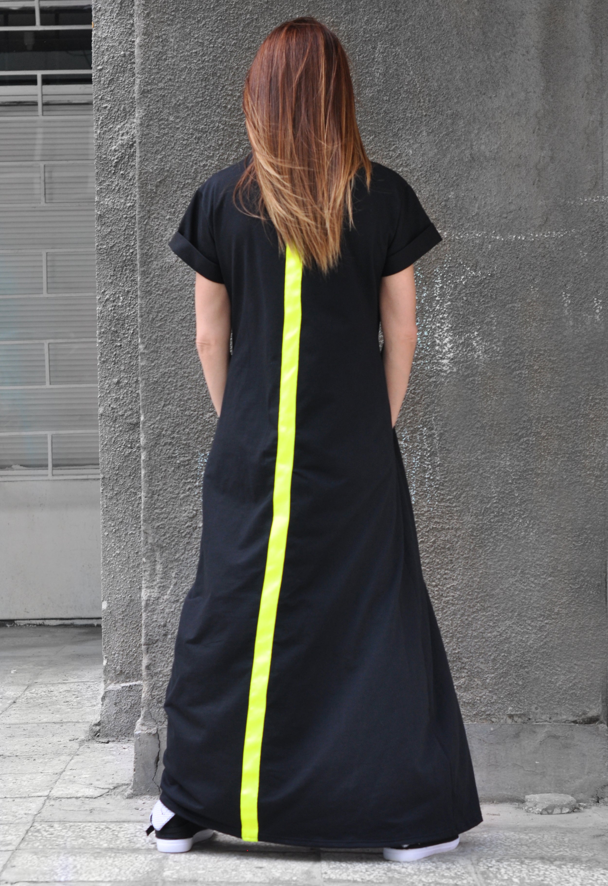 Black Maxi Dress With Back Stripe by EUG Fashion