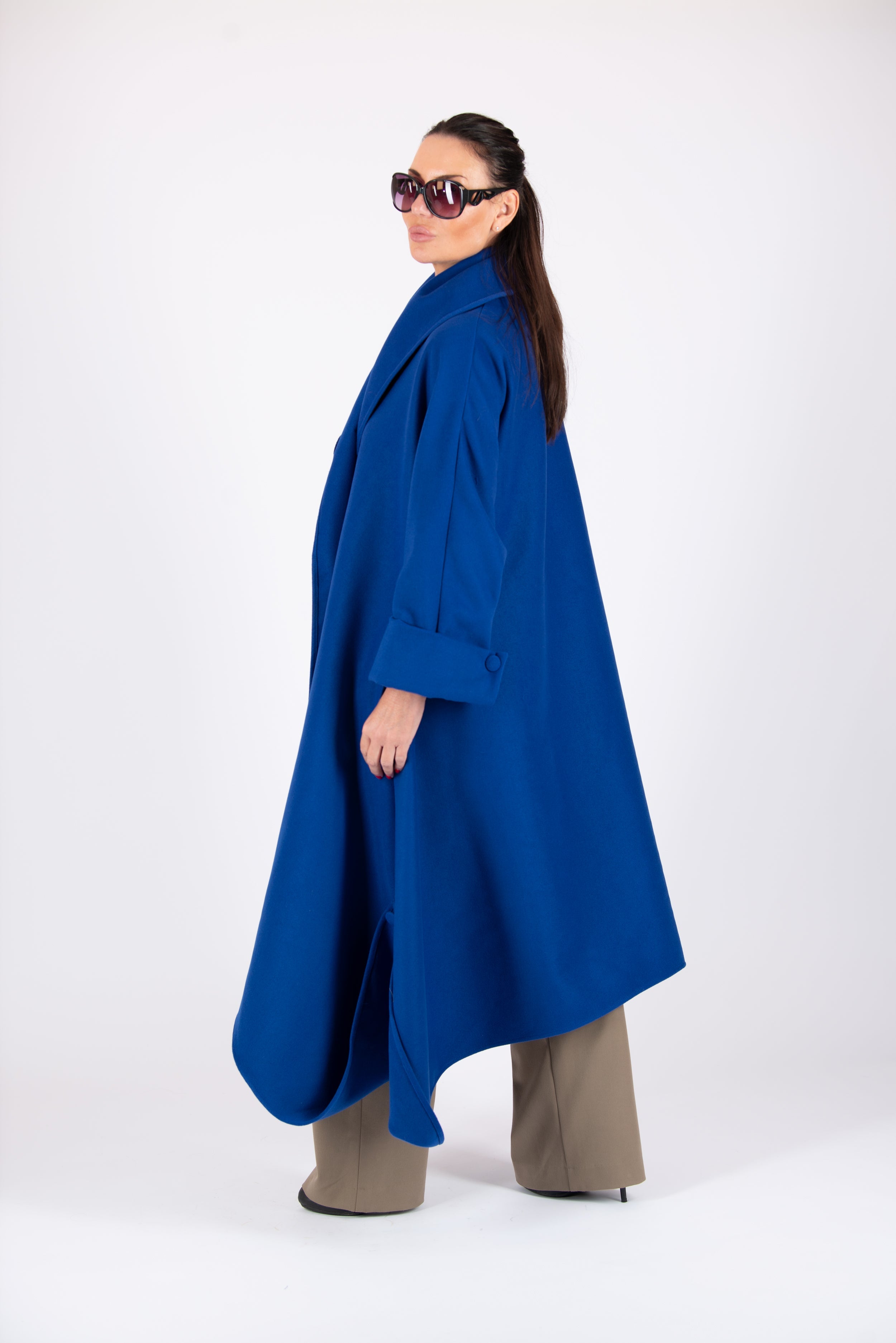 Royal Blue Women Cashmere Coat by EUG Fashion