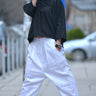 White Linen Drop Crotch Pants, Linen Clothing