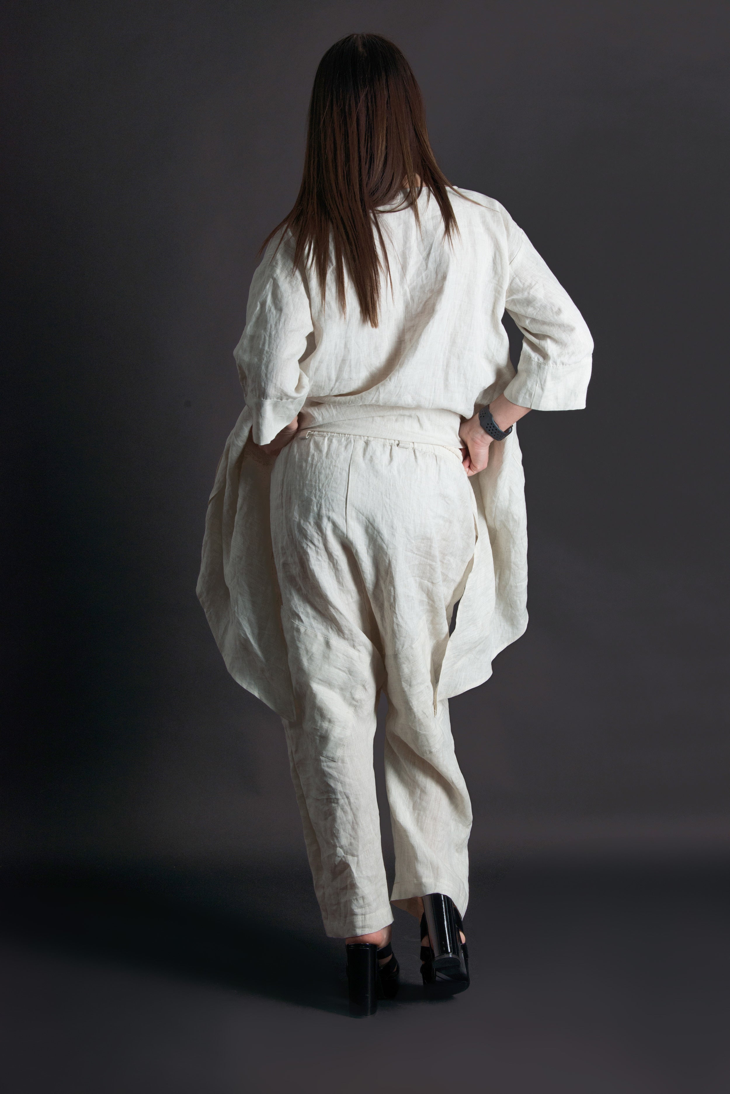 Two pieces Natural Linen outfit, Linen Clothing