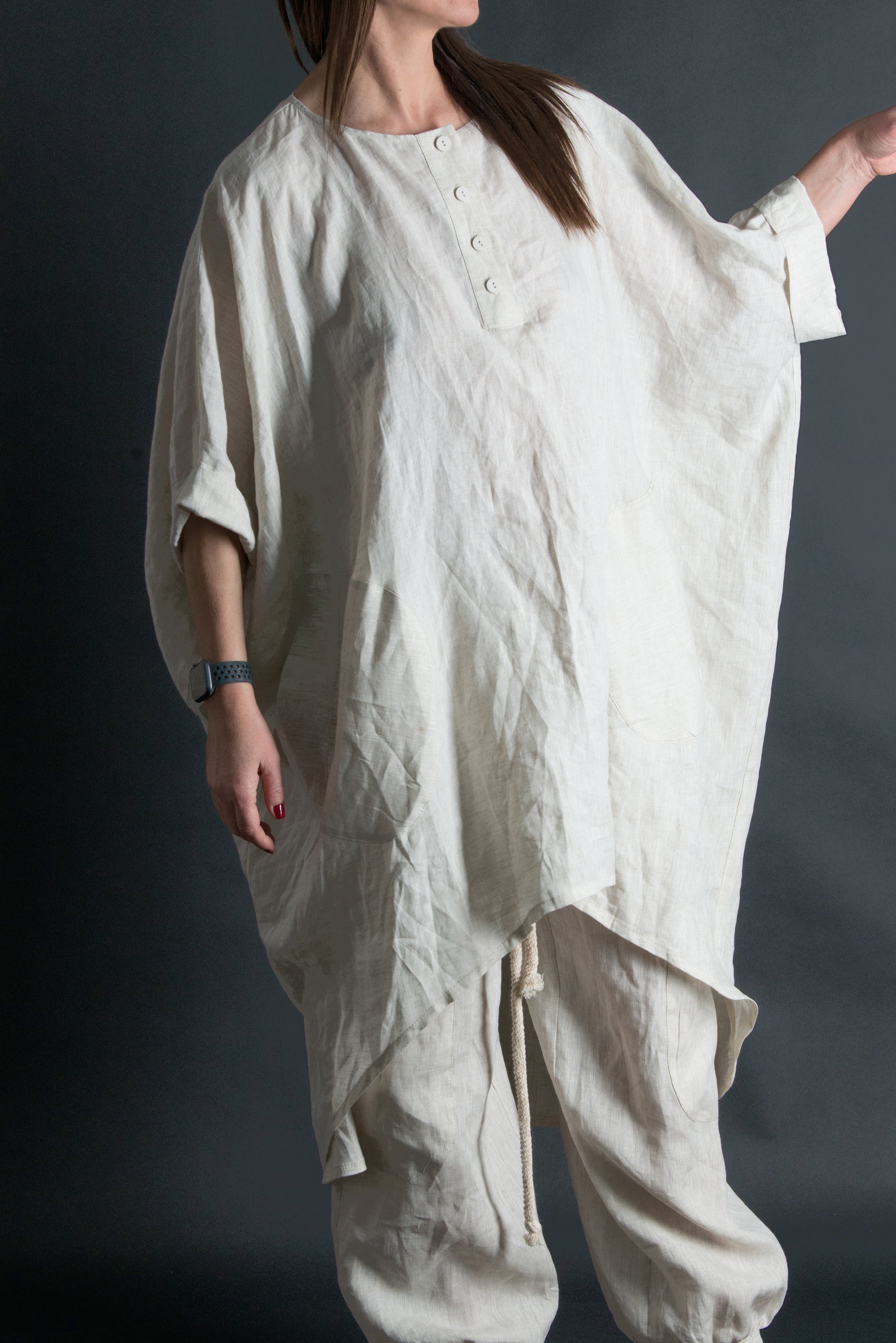 Two pieces Set, Natural Linen outfit, Linen Clothing