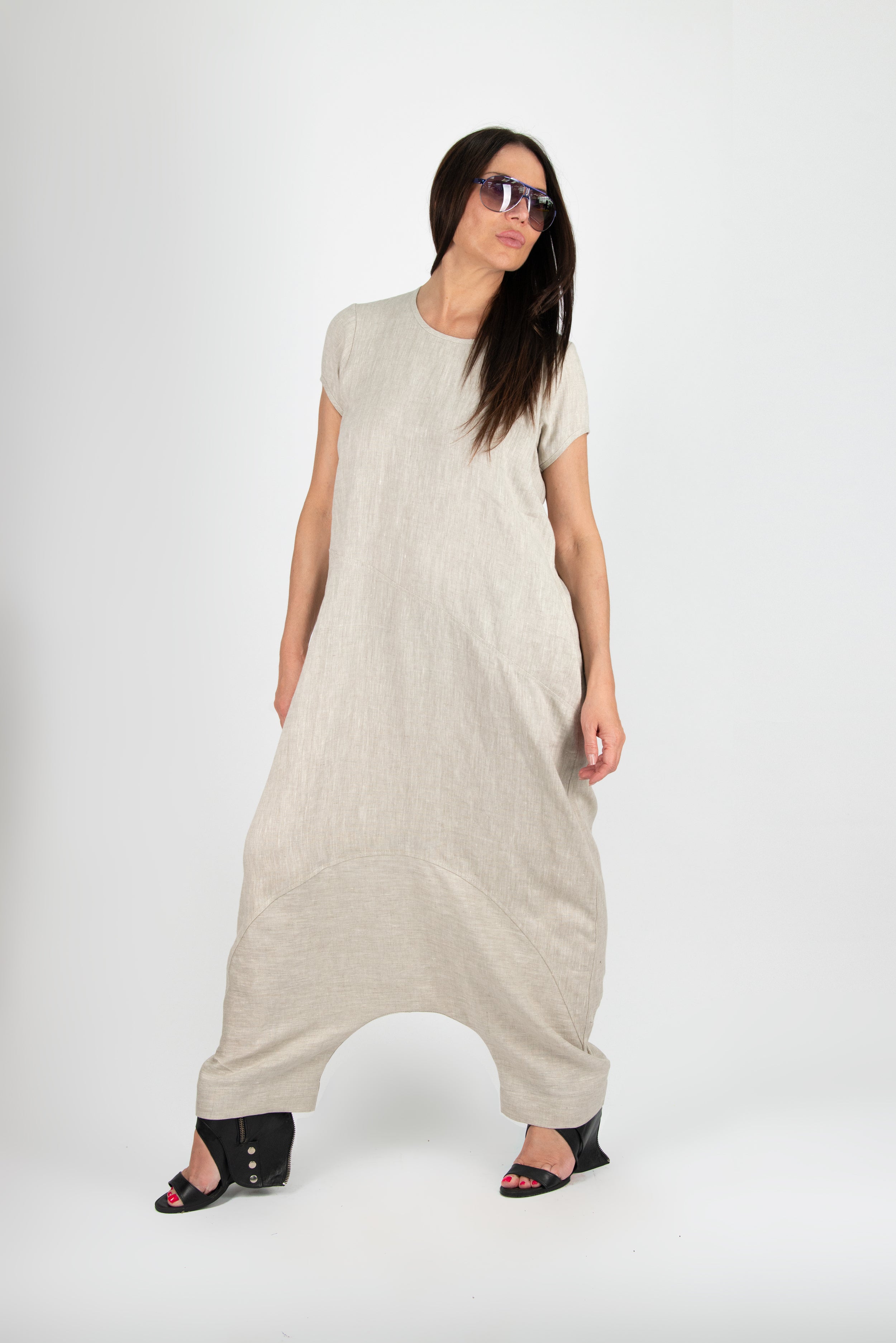 Harem Linen Overalls by EUG Fashion
