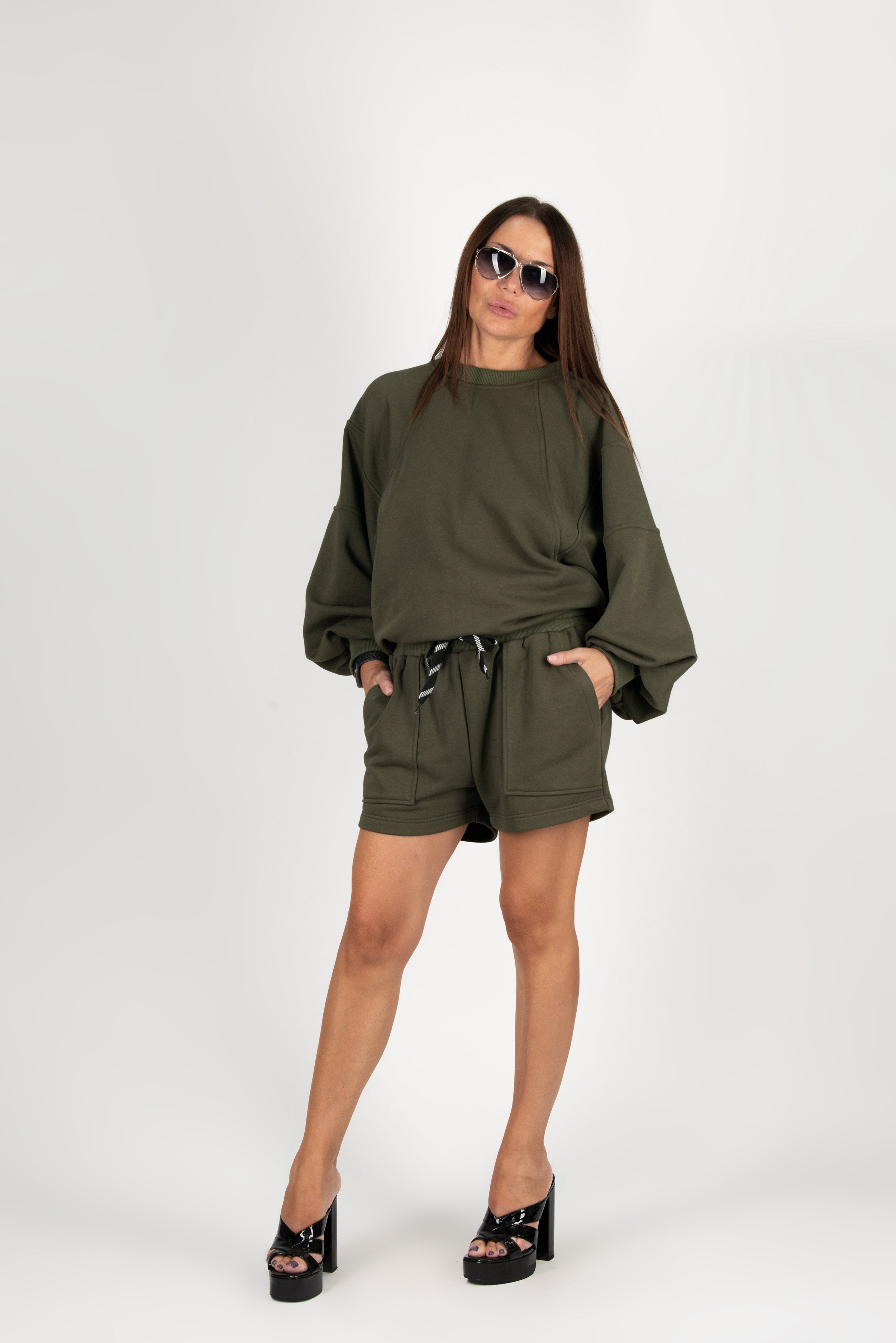 Military Green Sweatshirt by EUG Fashion