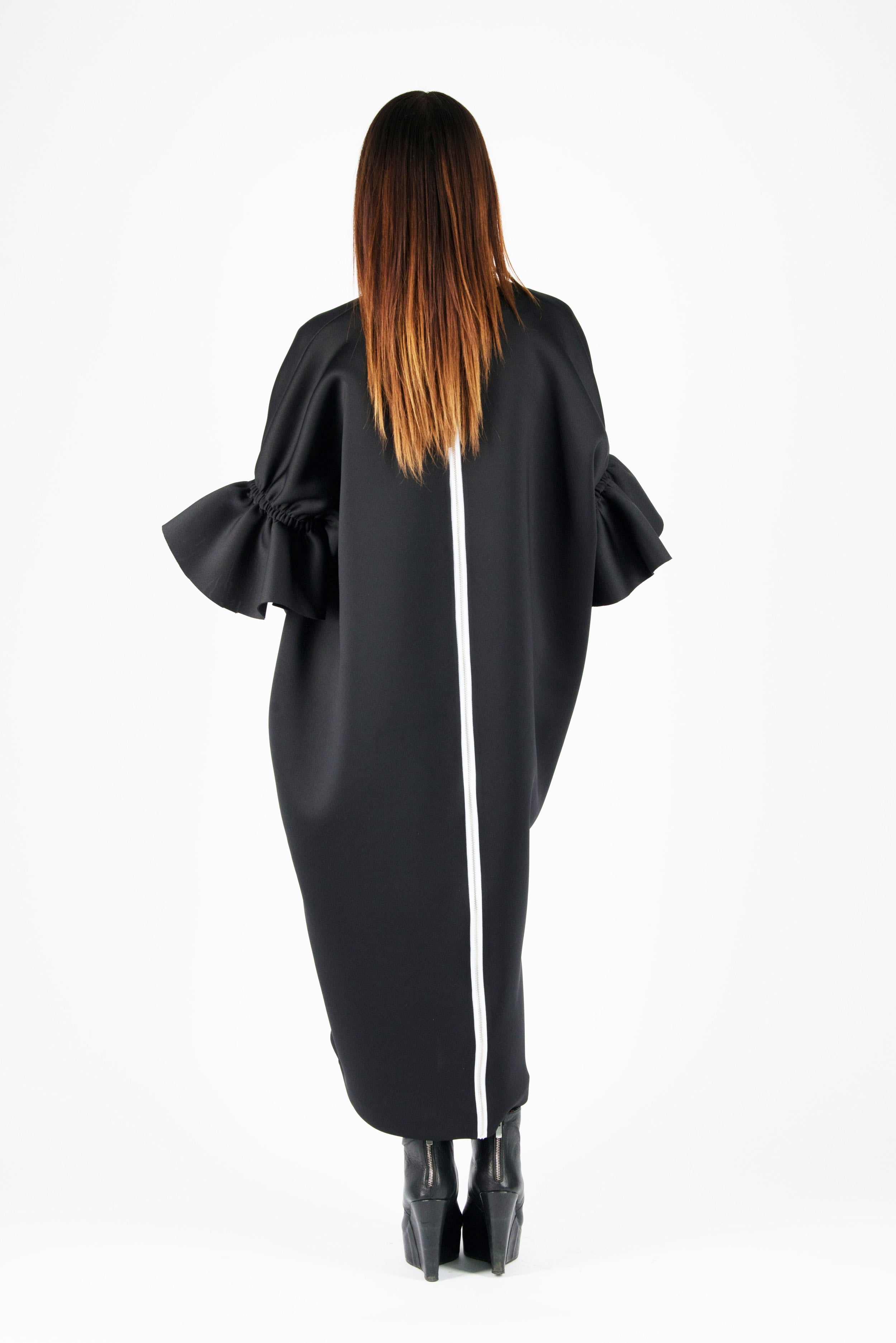 Long Black Winter Neoprene Dress, Dresses & Maxi Dresses