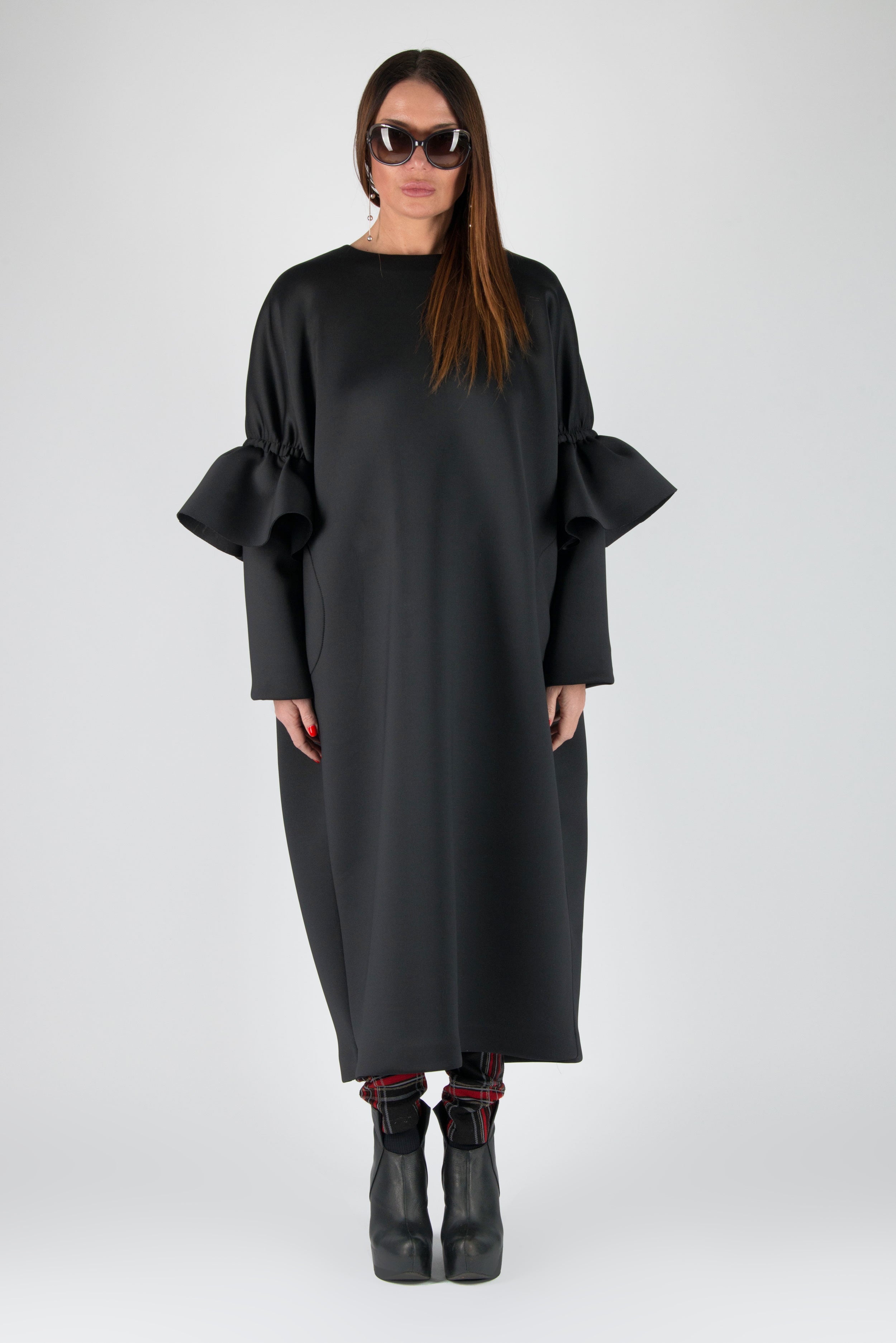 Long Black Winter Neoprene Dress, Dresses & Maxi Dresses
