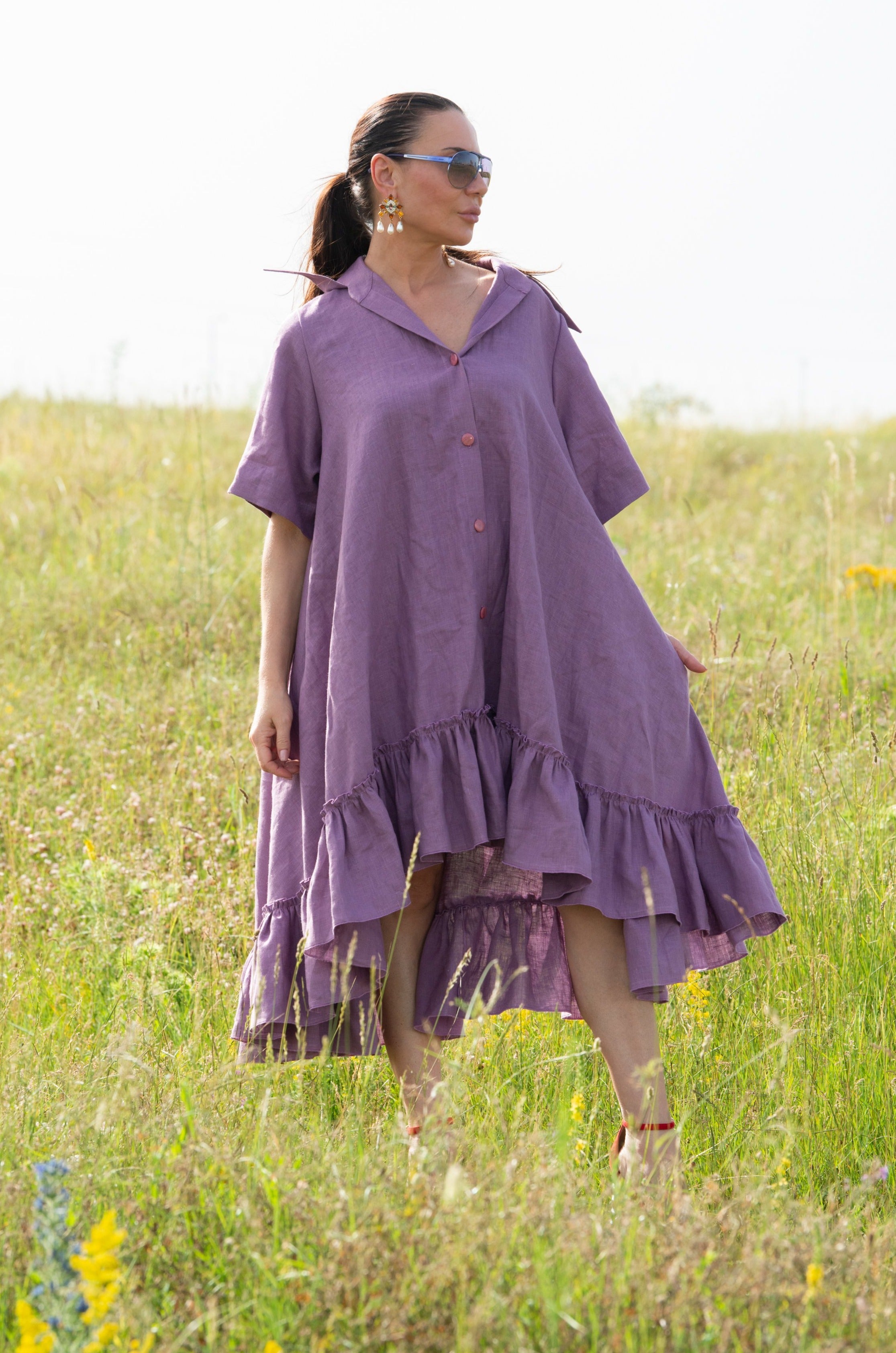 purple linen summer dress