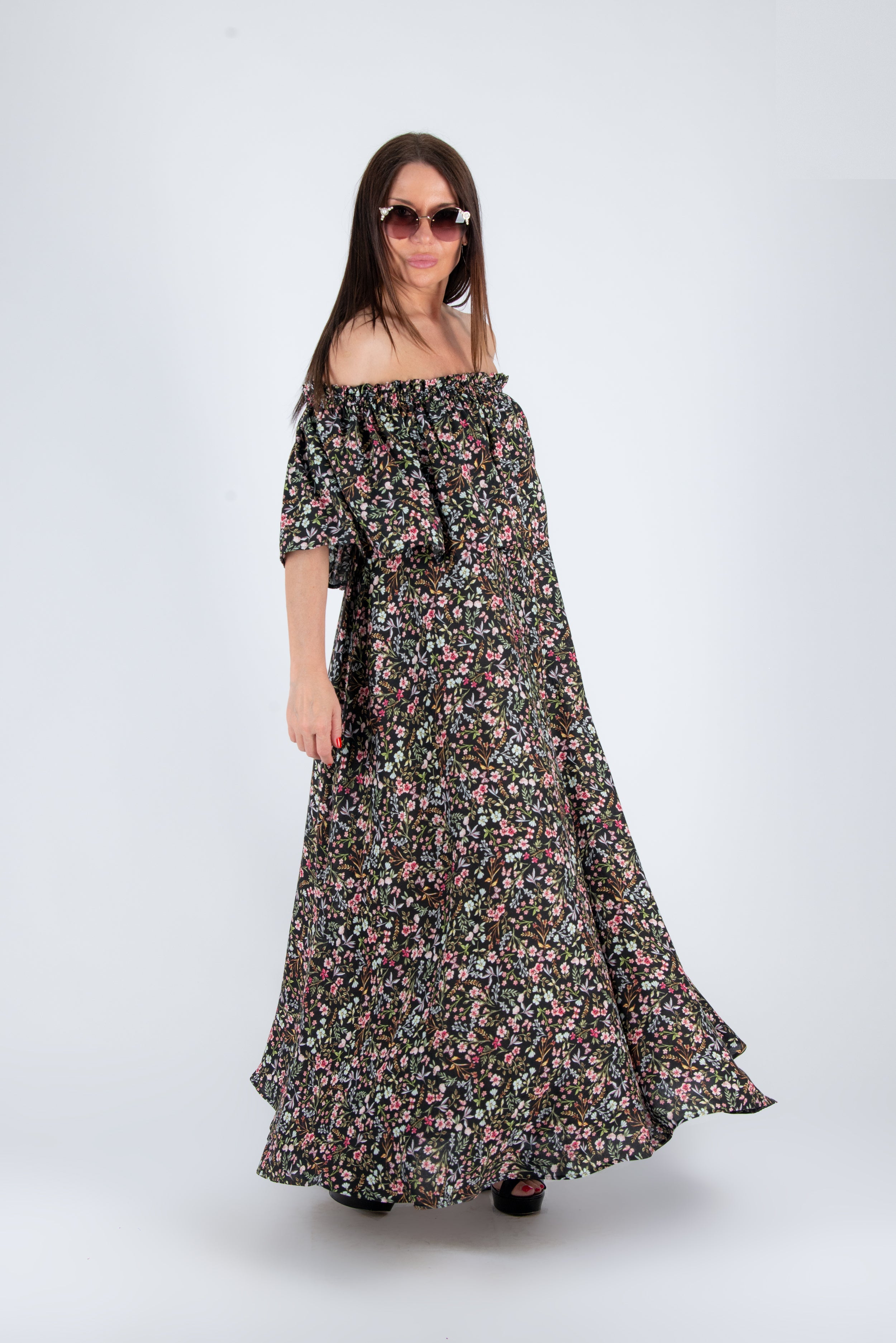 Off Shoulder Printed Summer Dress by EUG Fashion