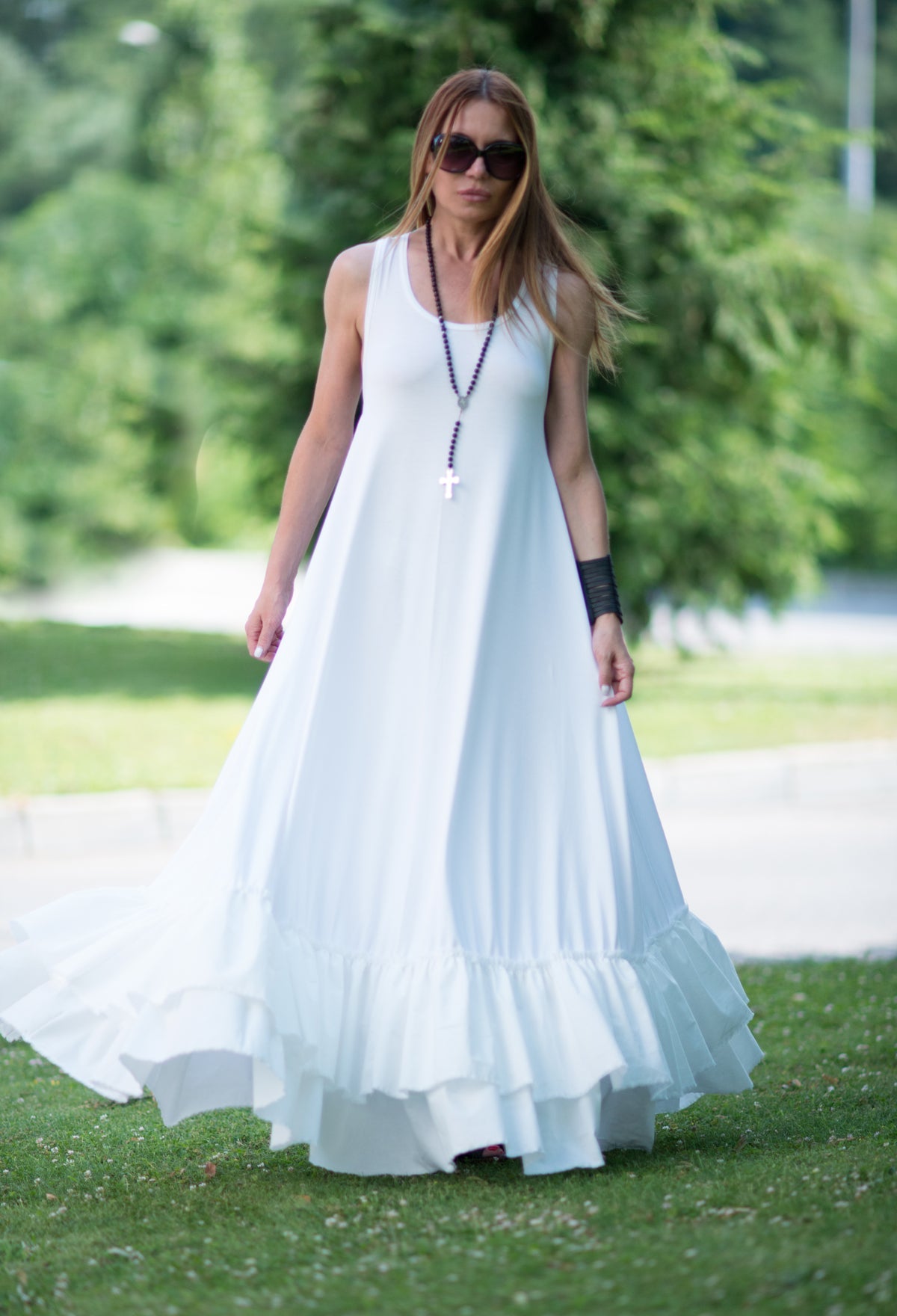White Long Summer dress by EUG Fashion