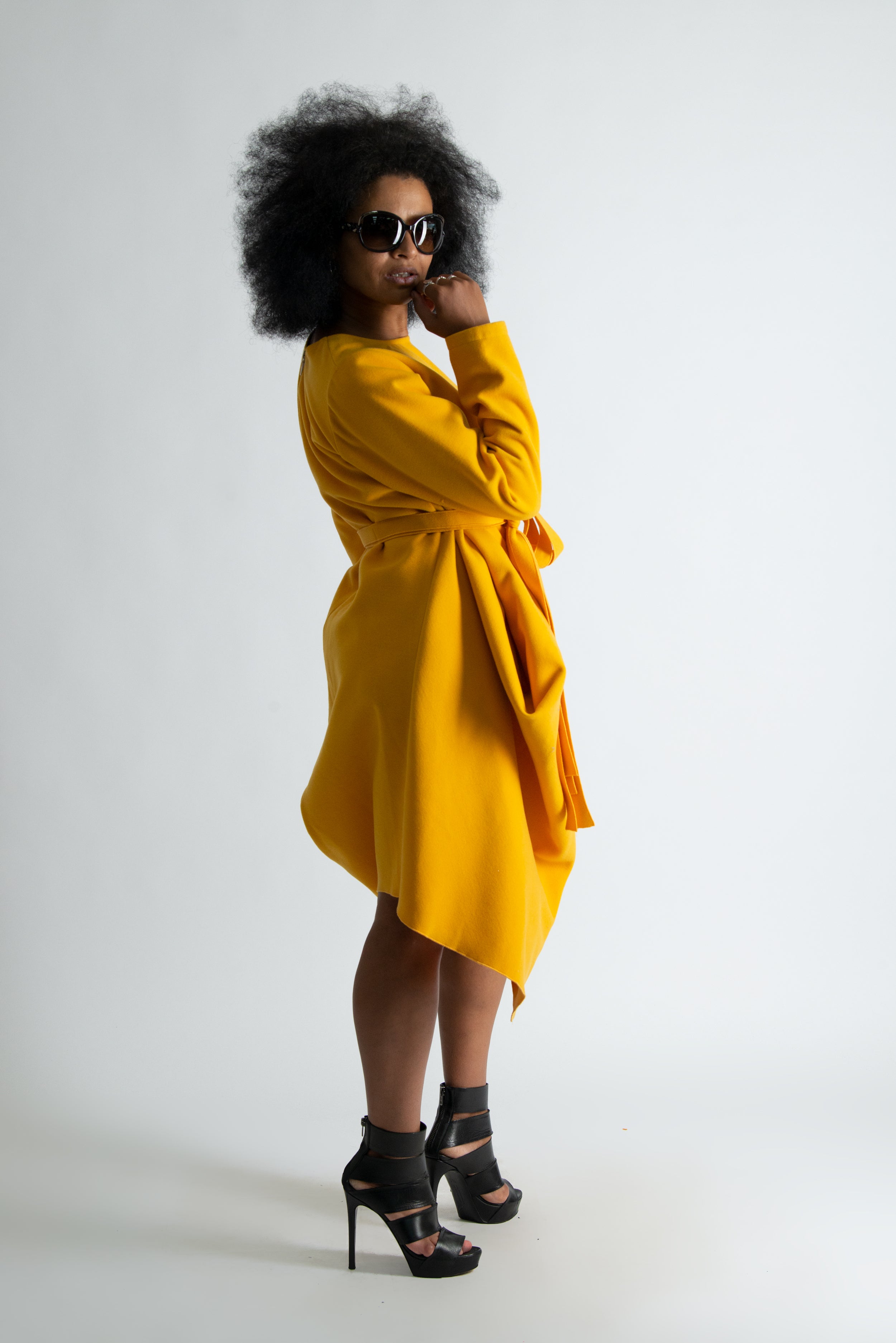 Autumn Winter Yellow Cashmere Wool Dress by Eug Fashion Autumn Winter Yellow Cashmere Wool Dress by Eug Fashion