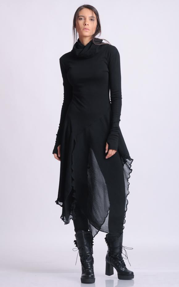 Thumb Hole Sleeve Asymmetric Polo Tunic METT0143 - Metamorphoza